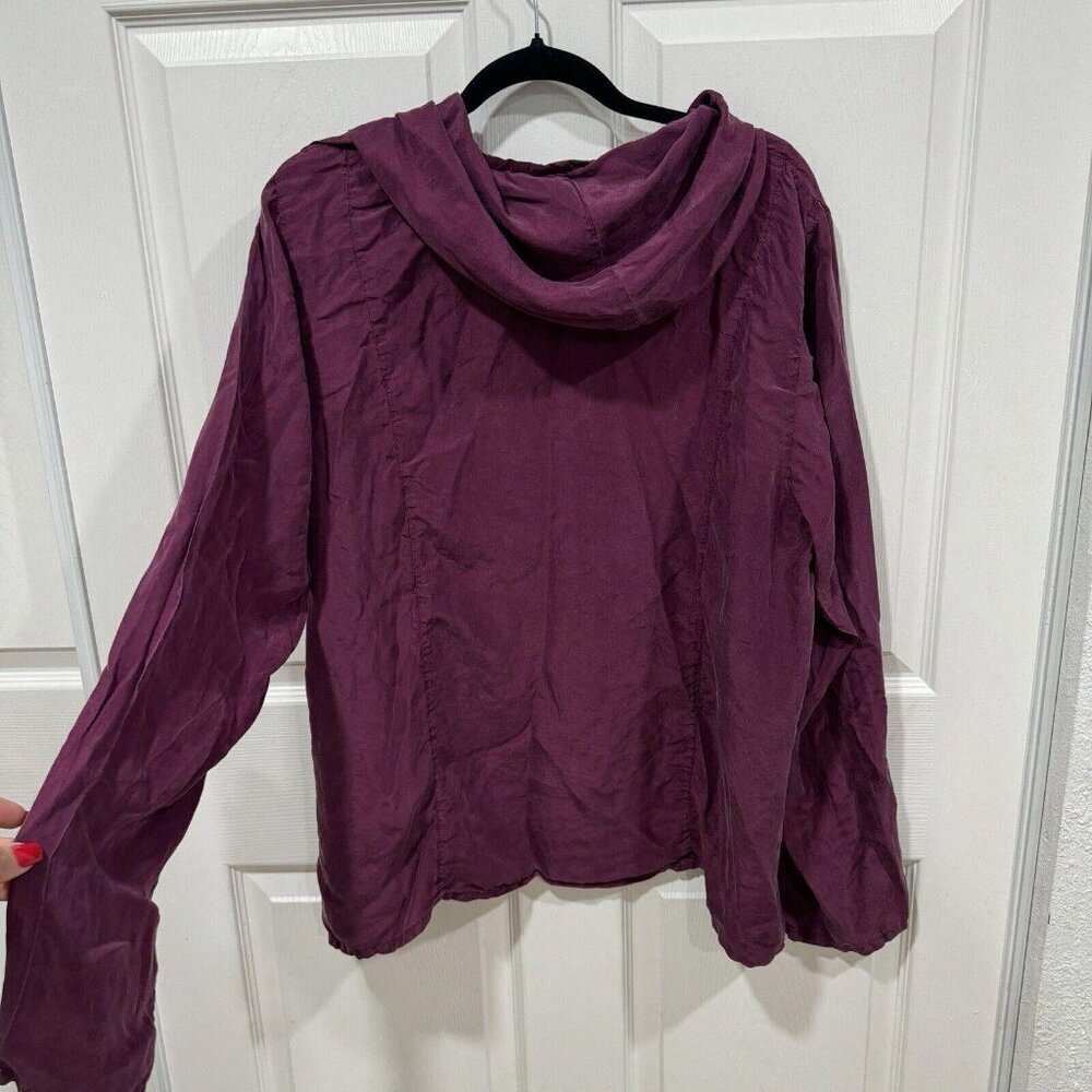Cocon Commerz PRIVATSACHEN 100% Silk Burgundy Blouse Long Sleeve‎ - Picture 8 of 8